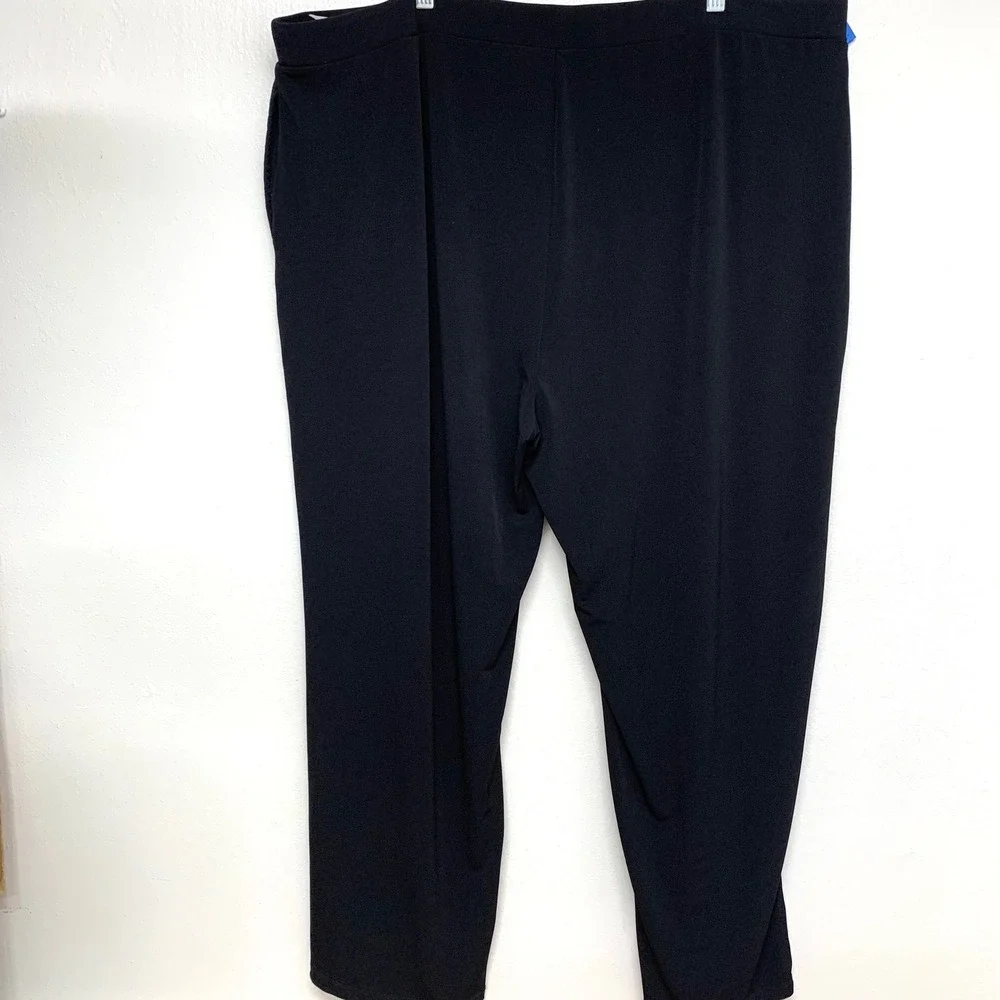 Susan Graver  Essentials Black Knit Pull On Pants 2X Pockets Capsule Stretch